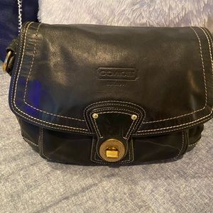 Black leather shoulder bag